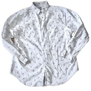 YSL Yves Saint-Laurent Men's White Patterned Shirt L